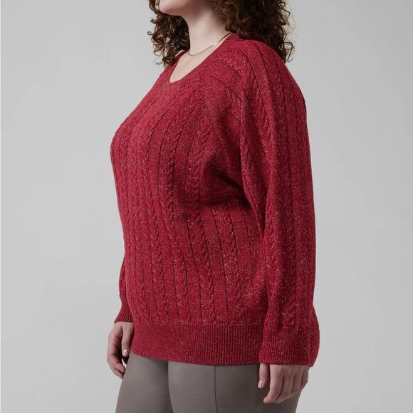 NWT Athleta decadent red metallic crew neck sweater - Picture 3 of 13